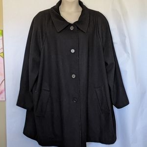 Woman Within Black Wool Swing Coat Size 32W